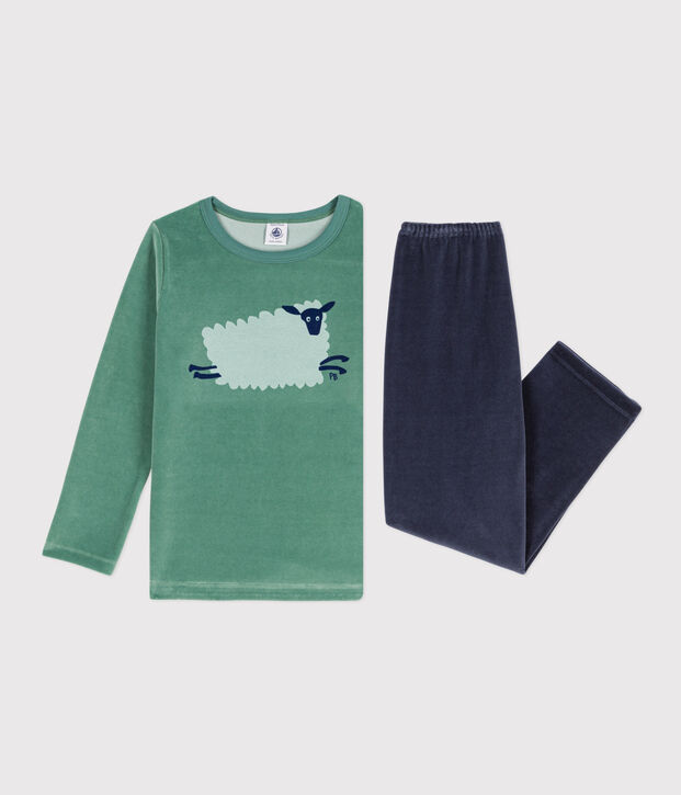 Pijama de terciopelo para ni&ntilde;o verde/multicolor