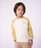 Camiseta infantil de algod&oacute;n de manga larga colorblock crudo/multicolor