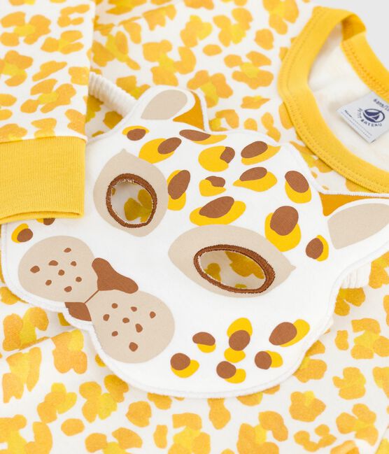 Pijama tipo disfraz infantil de algodón con estampado de leopardo blanco MARSHMALLOW/blanco MULTICO