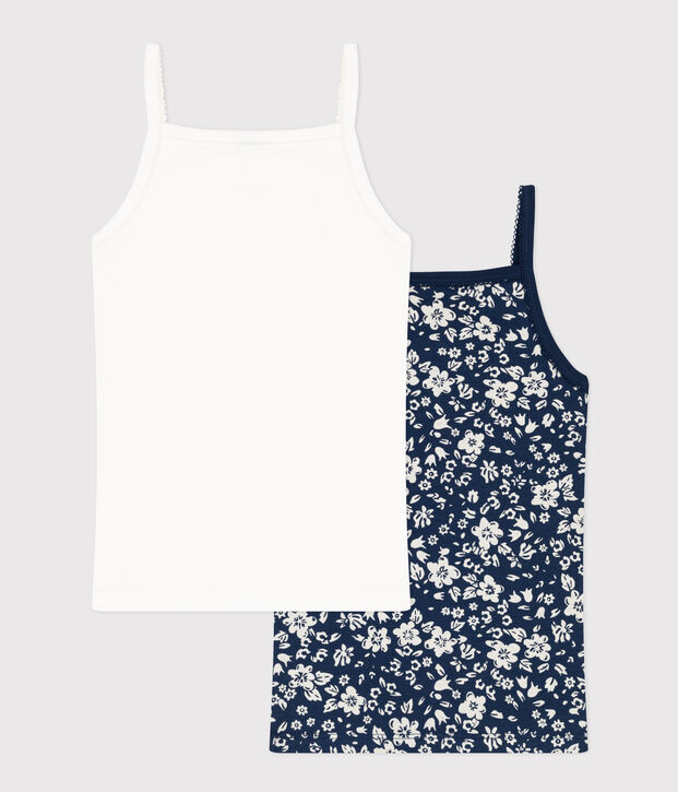 Juego de 2 camisetas de tirantes de algod&oacute;n con flor para ni&ntilde;a multicolor