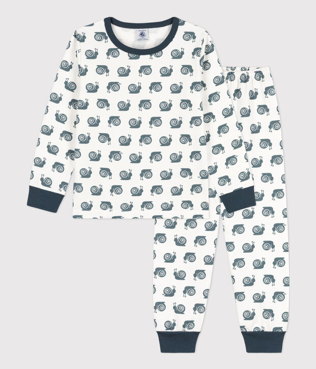 Pijama de felpa con motivo de caracol para ni&ntilde;o/ni&ntilde;a blanco/gris