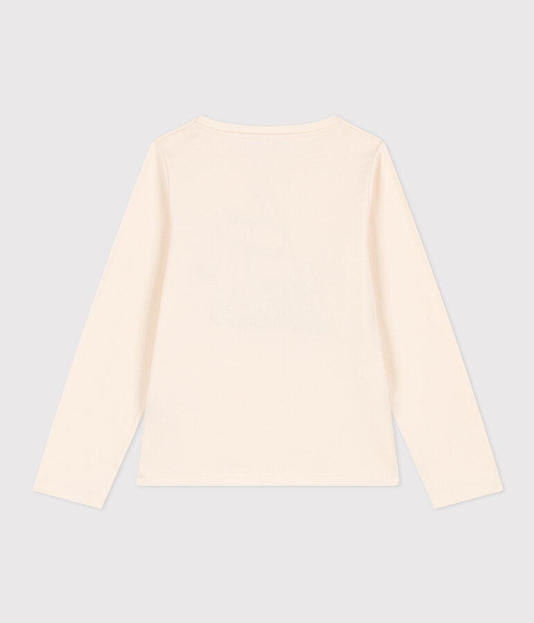 Camiseta de algod&oacute;n de manga larga de ni&ntilde;a crudo