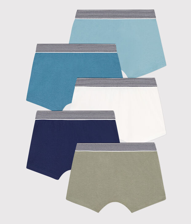 Juego de 5 b&oacute;xers lisos de algod&oacute;n para ni&ntilde;o multicolor