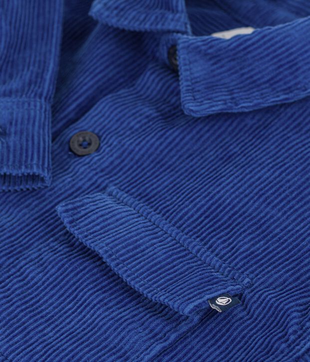 Camisa infantil lisa de terciopelo azul