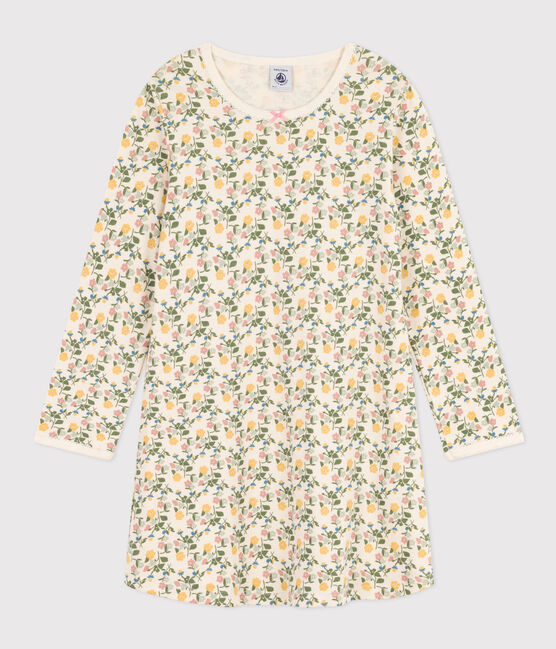 Camisón de algodón infantil con motivo de flores blanco AVALANCHE/ MULTICO