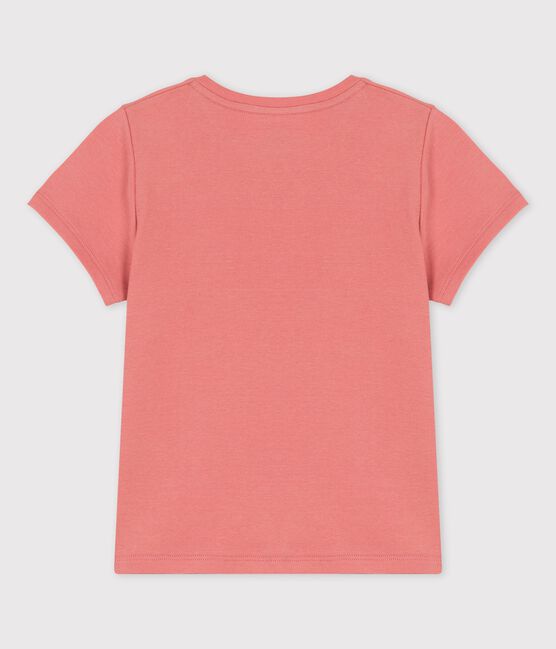 Camiseta de manga corta de algodón de niña rosa PAPAYE