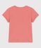 Camiseta de manga corta de algodón de niña rosa PAPAYE