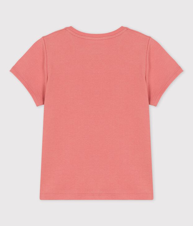 Camiseta de manga corta de algod&oacute;n de ni&ntilde;a rosa