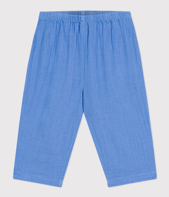 Pantalón de gasa de algodón para bebé azul EDNA