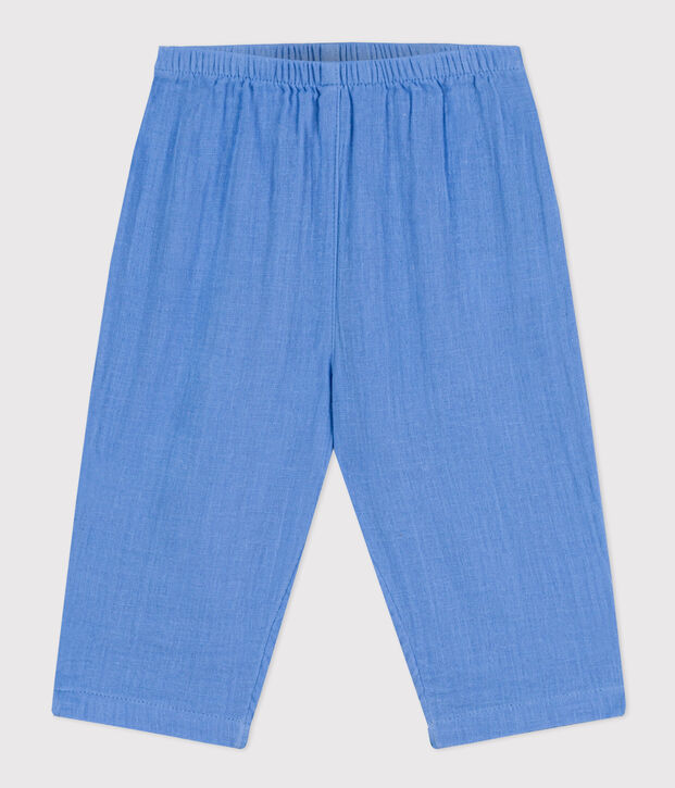 Pantal&oacute;n de gasa de algod&oacute;n para beb&eacute; azul