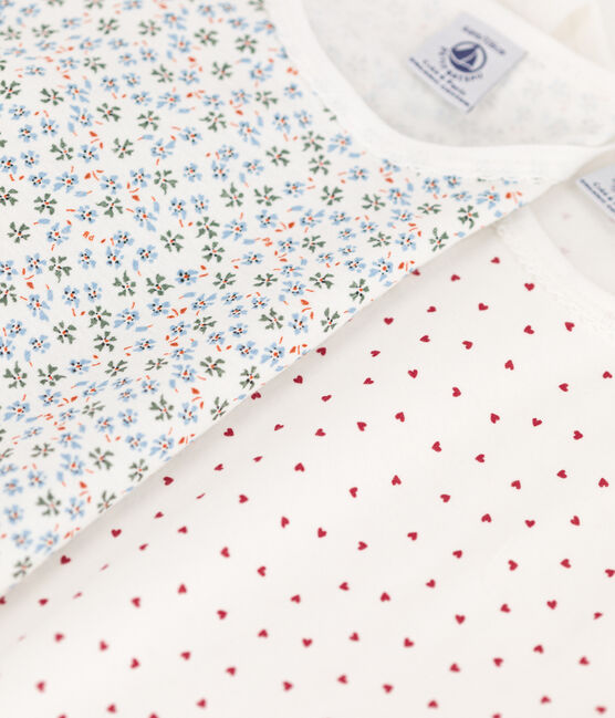 Juego de 2 pijamas de algodón con flores para niña variante 1
