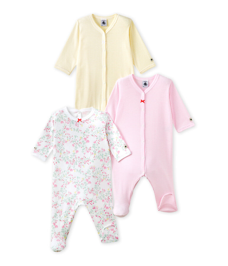Lot de 3 pijamas para beb&eacute; ni&ntilde;a blanco LOT