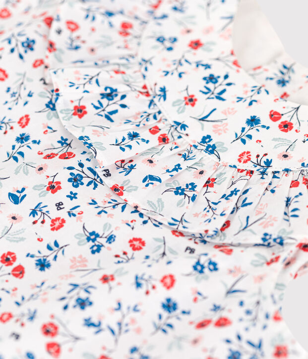 Blusa de algod&oacute;n sin mangas con estampado de flores para beb&eacute; blanco/multicolor