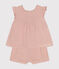 Conjunto de blusa y pantalón corto de gasa de algodón para bebé rosa SALINE