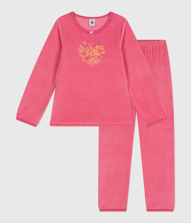 Pijama infantil de terciopelo rosa
