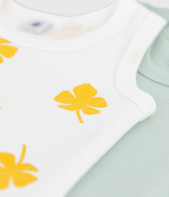 Juego de 2 camisetas de tirantes con grandes palmeras de algodón de niño variante 1