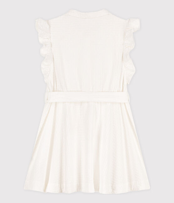 Vestido sin mangas de tejido milrayas para niña blanco MARSHMALLOW