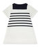 Vestido bebé niña en jersey grueso blanco MARSHMALLOW/azul SMOKING