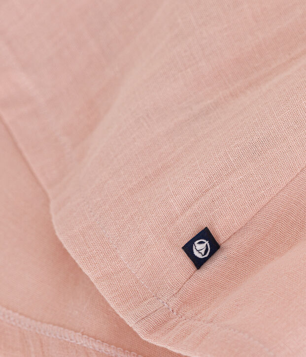 Vestido de manga corta de jersey grueso y gasa de algod&oacute;n para beb&eacute; rosa/rosa