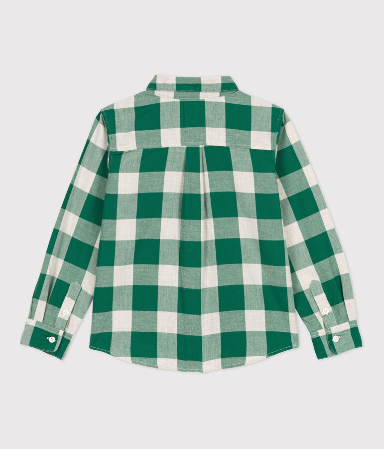 Camisa a cuadros de franela de ni&ntilde;o MATCHA/crudo