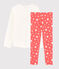 Pijama de estrellas de niña de algodón blanco MARSHMALLOW/rosa PEACHY