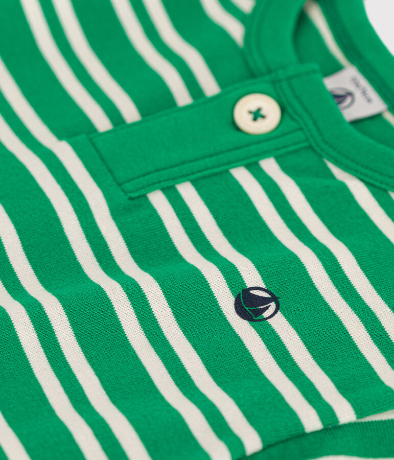 Camiseta de manga corta de punto para beb&eacute; verde/crudo