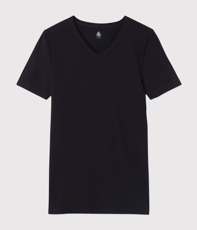 Camiseta de manga corta con cuello de pico para hombre negro NOIR