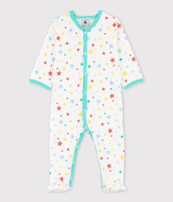 Pelele con estrellas de colores para bebé blanco MARSHMALLOW/blanco MULTICO