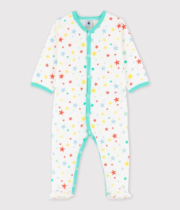 Pelele con estrellas de colores para beb&eacute; blanco/multicolor