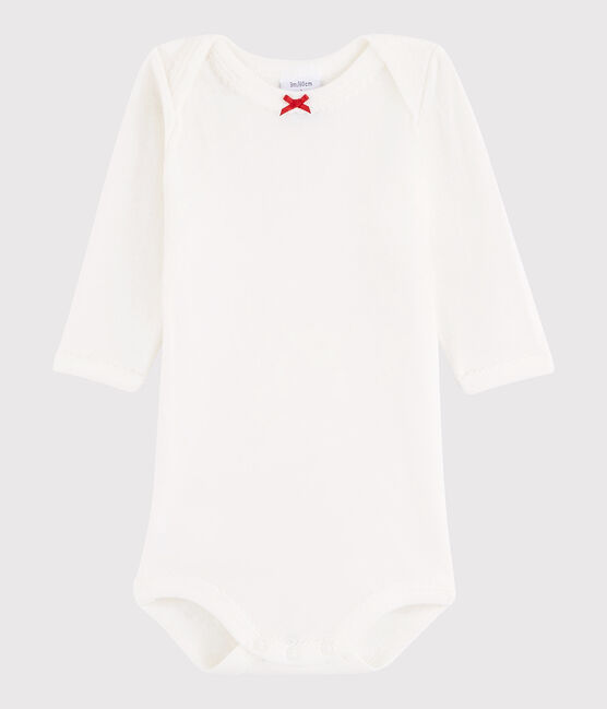 Bodi de manga larga de bebé niña blanco MARSHMALLOW/rojo TERKUIT