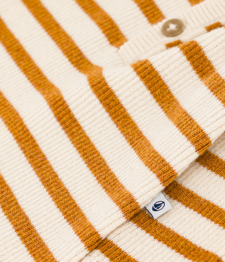 Mono largo a rayas de punto para beb&eacute; crudo/marron