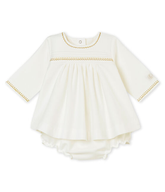 Vestido y bloomer para bebé niña blanco MARSHMALLOW
