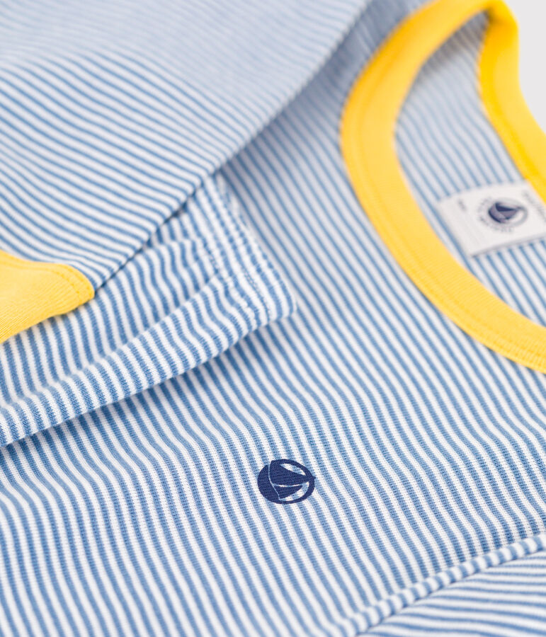 Pijama infantil de algod&oacute;n a rayas azul/blanco