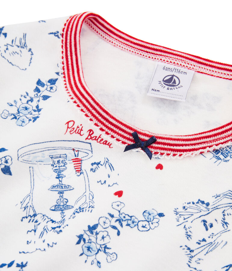 Pijama de punto para ni&ntilde;a blanco MARSHMALLOW/blanco MULTICO