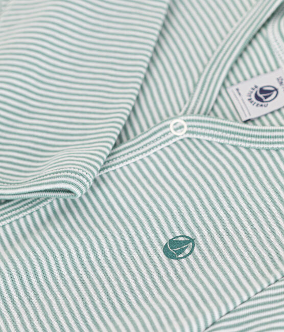 Pijama de algodón a rayas para bebé azul PAUL/blanco MARSHMALLOW