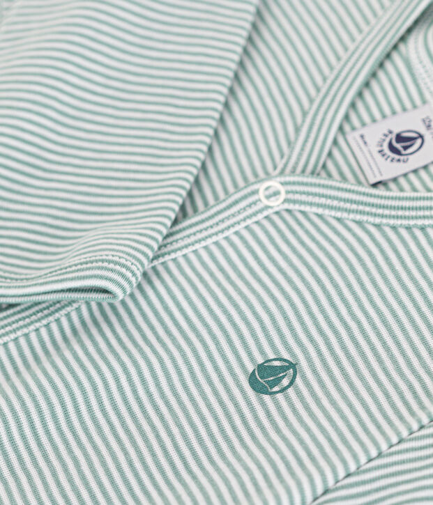 Pijama de algod&oacute;n a rayas para beb&eacute; verde/blanco