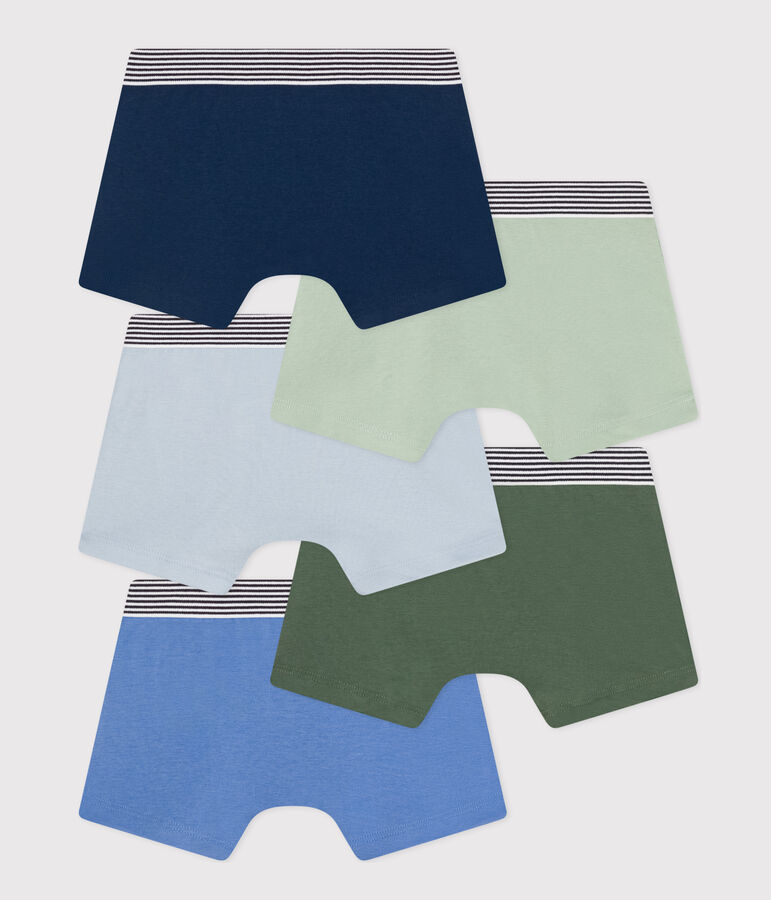 Juego de 5 b&oacute;xeres infantiles lisos de algod&oacute;n multicolor