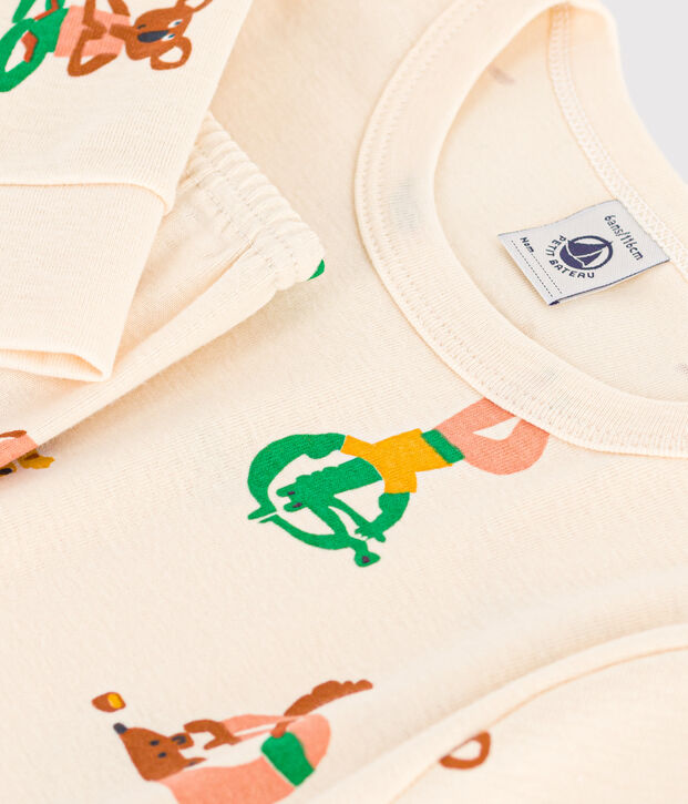 Pijama infantil con motivo de animales de algod&oacute;n crudo/multicolor