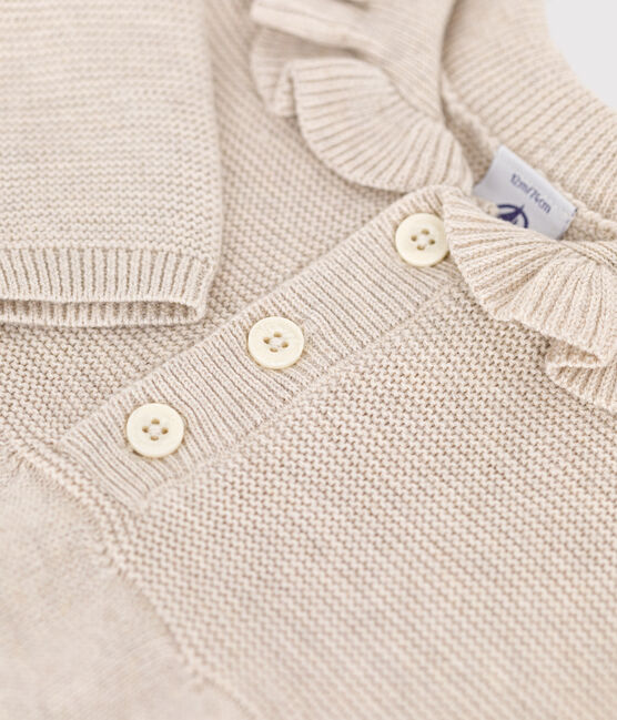 Vestido de manga larga de punto tricotado de algodón para bebé beige MONTELIMAR CHINE