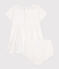 Vestido blanco de algodón, pololo y detalles calados para bebé blanco ECUME