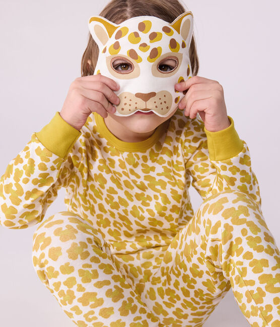 Pijama tipo disfraz infantil de algodón con estampado de leopardo blanco MARSHMALLOW/blanco MULTICO