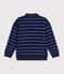 Sudadera infantil con cuello de polo de algod&oacute;n a rayas azul/verde/azul