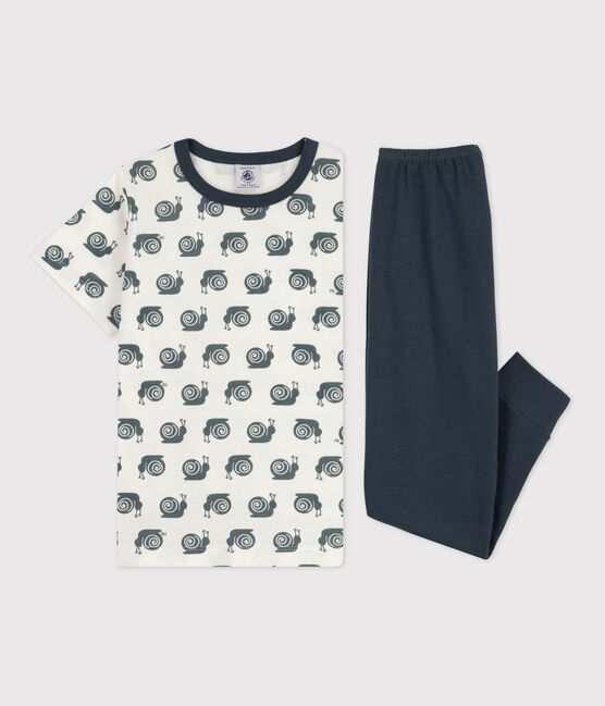Pijama de algodón de manga corta con motivo de caracoles para niño DUCKY/ MARSHMALLOW