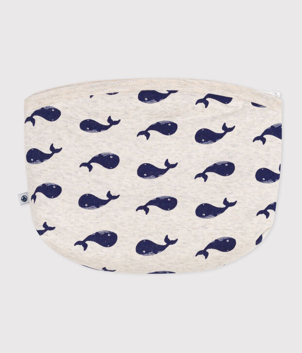 Bolsa de algod&oacute;n con ballena para beb&eacute; beige/azul