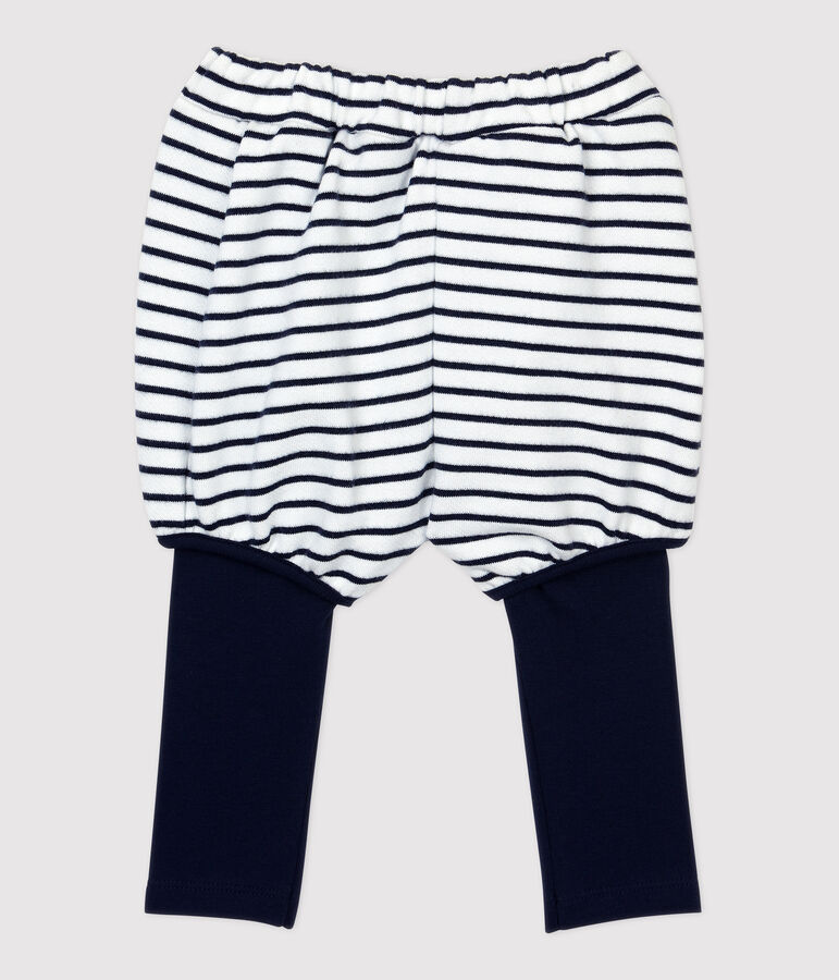 Pantal&oacute;n corto de algod&oacute;n de beb&eacute;. blanco/azul