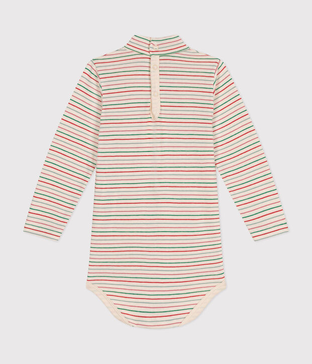 Body de algod&oacute;n de manga larga con cuello vuelto para beb&eacute; crudo/multicolor