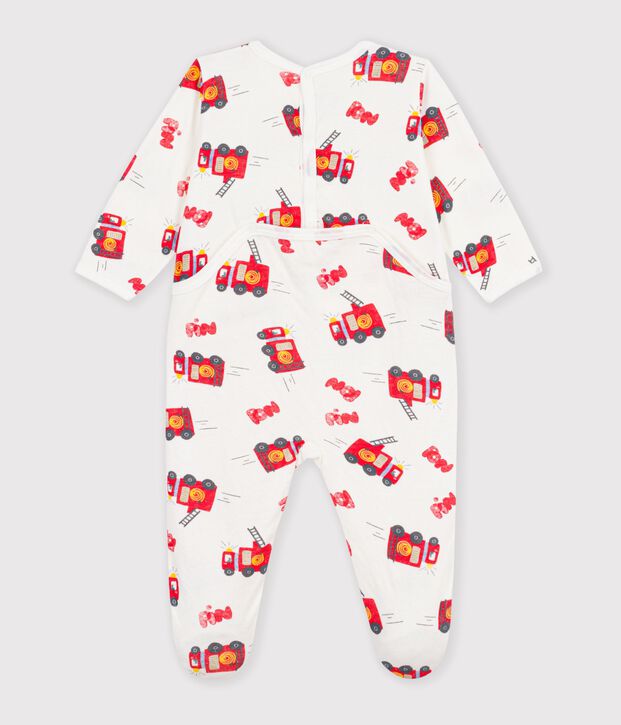 Pijama de t&uacute;bico con abertura trasera y estampado de bombero para beb&eacute; blanco/multicolor