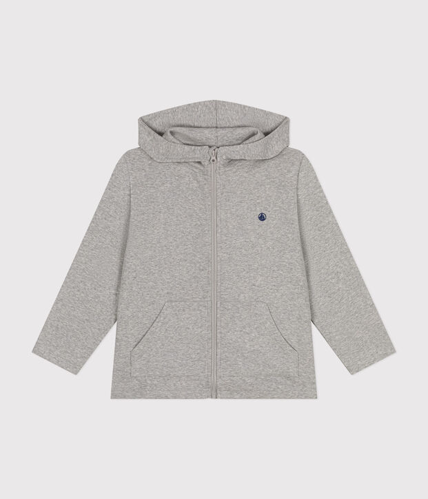 Sudadera con cremallera y capucha de punto de ni&ntilde;o gris