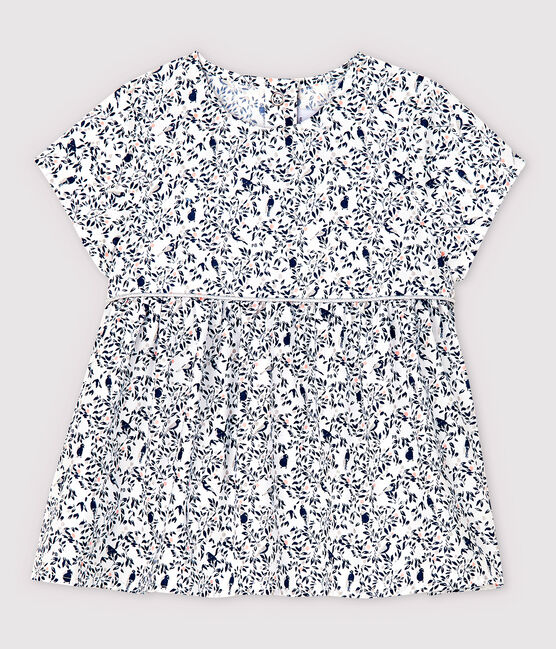 Blusa de manga corta de popelina de bebé niña blanco MARSHMALLOW/blanco MULTICO