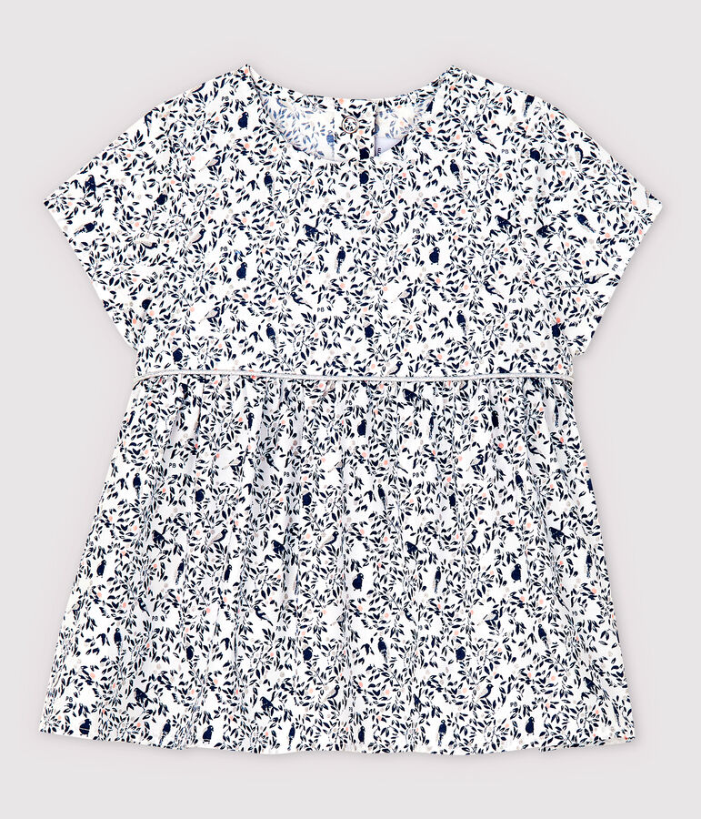 Blusa de manga corta de popelina de beb&eacute; ni&ntilde;a blanco/multicolor